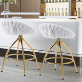 2pcs Teddy Velvet Gold-plated Iron Feet Bar Stool Weaving Style White With Swivel 54069283