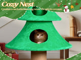 59in Large Tall Christmas Tree Cat Tower 2 Cat Condos & Scratching Post, Soft Fleece Cat Tree 40781062