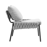 ZUN Modern Accent Lounge Chair with Braided Upholstery and Metal Frame, Comfortable Armchair for Living W2215P252346