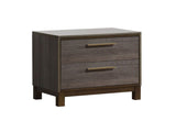 Wooden Nightstand with 2 Drawers in Two-Tone Antique Gray Finish B016P251591