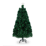 ZUN 6ft Top With Stars PVC Material Fiber Optics 230 Branches Christmas Tree Green 09256951