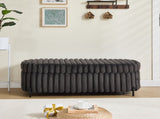 49.2" Wide Faux Fur Flip Top Storage Bench with Black Metal Legs, Bed End Stool Foot Rest for Living W3098P272531