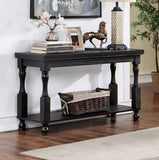 Rustic Style Antique Black 1pc SOFA TABLE Open Bottom Shelf Plank Style Table Top Living Room B011P214575