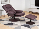 Swivel Cat Scratch Leather Recliner with Ottoman Chair Modern Armchair Ergonomic Push Manual W1622P460958