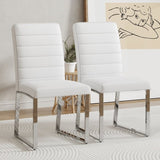 ZUN Set of 2 dining white dining chair set, PU material high backrest seats and sturdy leg W1151134523