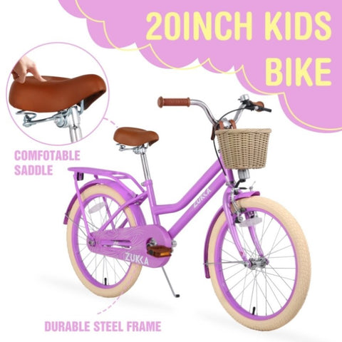 ZUN Multiple Colors,Girls Bike with Basket for 7-10 Years Old Kids,20 inch wheel ,No Training Wheels 63835110