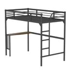 ZUN Twin Metal Loft Bed with Desk, Ladder and Guardrails,bookdesk under bed , Black 93749335