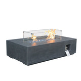 ZUN 52 Inch Outdoor Concrete Propane gas rectangle Fire Pit table in Dark Gray color W2620P182374