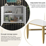 White Modern 2-Door Locker Accent Cabinet with Tapered Metal Feet T3609P333096