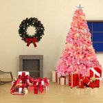 ZUN 6ft 1600 Branches PVC Christmas Tree Pink 61306166