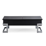 ZUN Black High Gloss and Chrome Coffee Table with Lift Top B062P181356