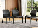 Set of 3 Black Dining Chairs, 37 inches High Ergonomic PU Backrest, Combines Comfort and W1151P442911