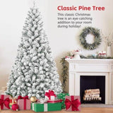 Artificial 5ft Flocked Christmas Tree with 407 PVC Branch Tips, Round head, Foldable Base for Indoor 55068094