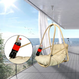 Swing Egg Chair with Stand Indoor Outdoor Wicker Rattan Patio Basket Hanging Chair with C Type W2707P296437