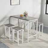 5-piece modern kitchen table with four bar stools Bar table set 5PC,metal frame and MDF, white W578P310676