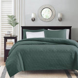 3 Piece Reversible Bedspread Set Balsam Green King B035P266674
