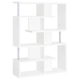 White and Chrome 5-Tier Geometric Bookcase B062P153839