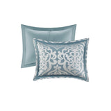 8 Piece Jacquard Comforter Set Aqua/Silver Queen B035128882
