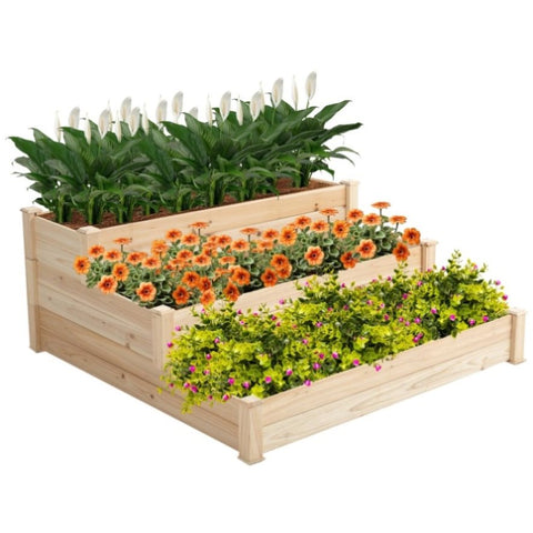 ZUN Wood Horticulture Raised Garden Bed, Natural Color 61722198