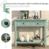 ZUN Series Console Table Traditional Design with Two Drawers and Bottom Shelf Acacia Mangium 00130614