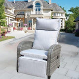 Outdoor Wicker Recliner Chair with Adjustable Backrest and Armrests,All Weather Conversation Chairs W209P292442