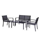 ZUN 4 Pieces Patio Furniture Set Outdoor Garden Patio Conversation Sets Poolside Lawn Chairs with Glass W41923226