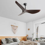 ZUN Modern 52 Inch Indoor Ceiling Fan No Light With 6 Speed Remote Control 3 ABS Blade Reversible DC W934P207799