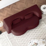 Modern Floor Sofa with 2 Pillows,Convertible Teddy Fabric Foam-Filled Sleeper Sofa Bed,15" Full Size W1885P308173