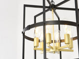 6-Light Metal Lantern Tiered Pendant Hanging Light Fixtures, Industrial Farmhouse Adjustable Height W5008P464267