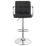 ZUN Black and Chrome Adjustable Bar Stool with Arms B062P145662