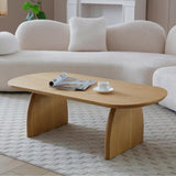Modern minimalist solid wood coffee table, Oval-Shaped living room coffee table, Creative curved W2664P346448