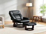 PU Leather Swivel Recliner, Reclining Chair with Footrest, Black 51978044
