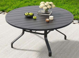 Round Dining Table, 41" Round Patio Table Wood-Like Grain with 1.57" Umbrella Hole, Metal T3623P504736