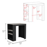 Portree Kitchen Island with 3-Side Shelves B070P188818