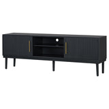 Mirod Stylish TV Stand with Vertical Striped Doors, Space-Saving Sliding Door Design, Sturdy Solid N760P251947B