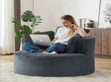 Compressible Corduroy Round Chair with Cushioned Backrest - Modern Comfort Seating for Living W2339P461273