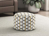 Cylindrical Pouf Multi-Color Jacquard Fabric Upholstery Modern Ottoman, Footstool, Non-Slip Floor B011P251653