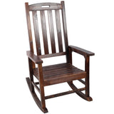 Wooden Oversized Porch Rocker Chair With Wide Seat and Tall Backrest,High Back Smooth Rocking Chairs 44949895