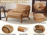 Low Arm Accent Chair - Khaki Corduroy Upholstered Indoor Lounge Chair, Compact Single Seater with 77115487