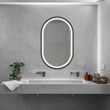 ZUN 20X32inch Bathroom Led Classy Vanity Mirror with focused backplane,Black aluminum alloy frame,High W1992P211244