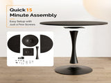 Round Tulip Dining Table, 39.4 Inch Dining Table for 4 People, Melamine Laminated MDF Tabletop with 80710227