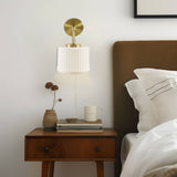 White Ceramic Wall Sconce with Adjustable Swing Arm B035P264534