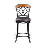 1pc Counter Height Swivel Chair Faux Leather Upholstered Black Metal Frame Dining Furniture B011P287563