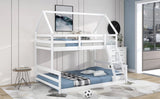 Twin over Full House Bunk Bed with Built-in Ladder,White WF287558AAK