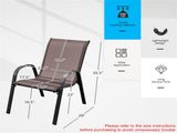 Brown 2 Pack Stackable Patio Dining Chairs, Ergonomic Steel Frame Breathable Fabric Outdoor Chairs 47883463