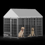 Large Dog Kennel Outdoor Pet Pens Dogs Run Enclosure Animal Hutch Metal Coop Fence with Roof Cover. W1820P296149