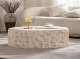 MgO Mid-Century Round Centre Table Vintage Faux Stone Sofa Pre-Modern Tables Beige W3081P344042