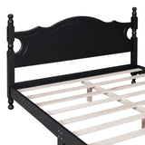 Queen Size Wood Platform Bed Frame,Retro Style Platform Bed with Wooden Slat Support,Black WF310132AAB
