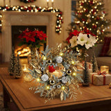 20 Inch Christmas Wreath Door Decor with Warm White LED Lights Christmas Decor FBA shipment 00228642