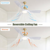 ZUN 54 Inch Modern ABS Ceiling Fan 6 Speed Remote Control Dimmable Reversible DC Motor With Light and W882140942